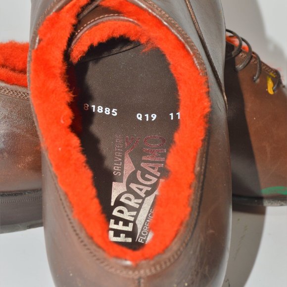 Salvatore Ferragamo Limited Edition Gris Brown Orange Shearling Fur Painted 11US main image 2